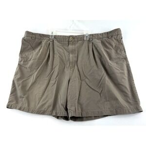 Harbor Bay Shorts Mens 58 Pleated Dark Khaki Tan 100% Cotton Classic Fit